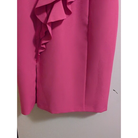 Vince Camuto New Feminine Crepe High Neck Ruffle Front Sheath Dress  Pink Sz 8 - Picture 6 of 7